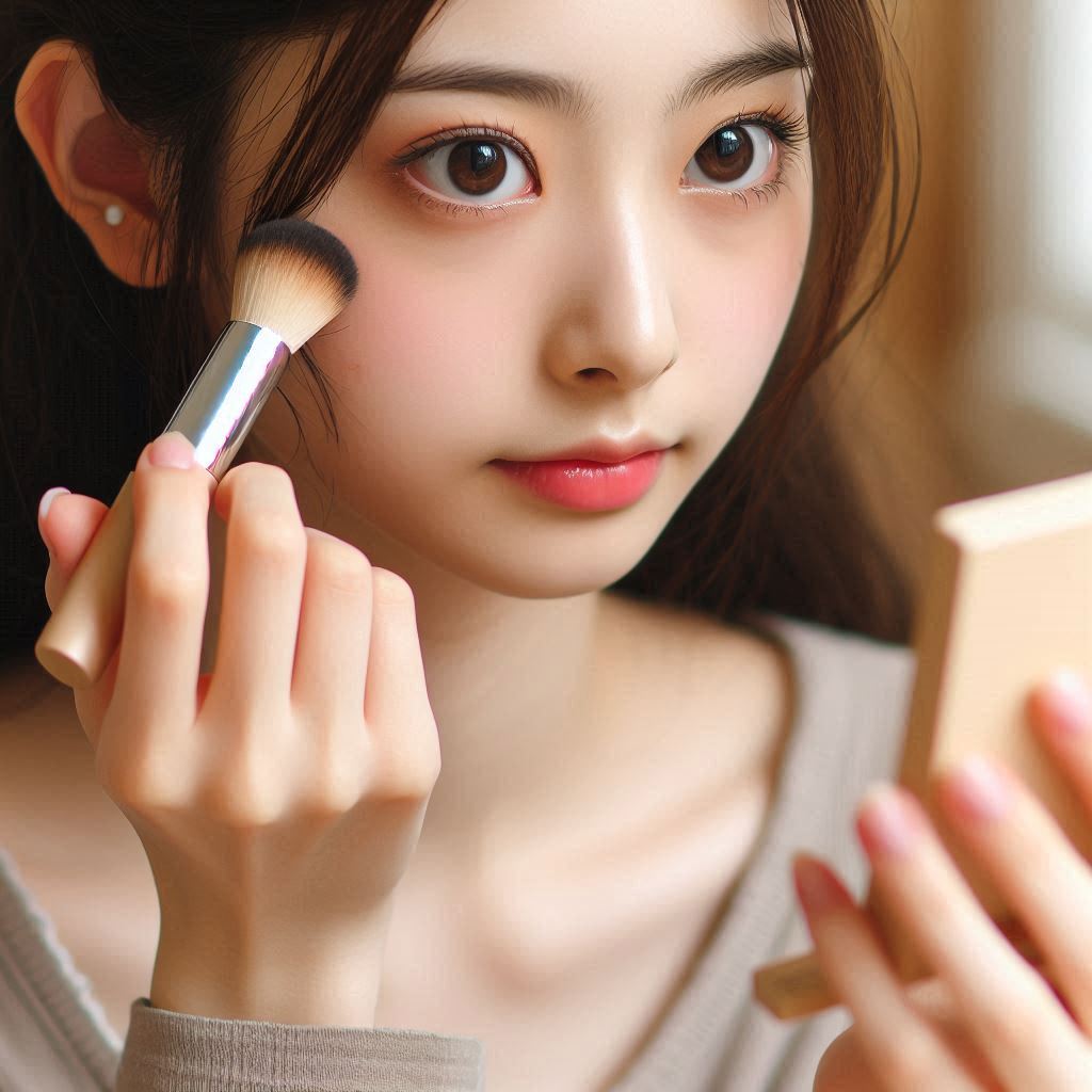 chica poniendose maquillaje